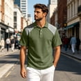 thumbnail image 2 of Hearthz Linen Men Polo Shirts Moisture Wicking Raglan Men Short Sleeve Shirt Color Block Soft Breathable Mens Golf Polo Shirts, 2 of 8