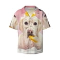 thumbnail image 5 of Daiia Dog Sitting In Bathtub With Duck On Head Men's Linen Shirts Short Sleeve Casual Shirts Button Down Shirt for Men Beach Summer Wedding Shirt-X-Large, 5 of 6