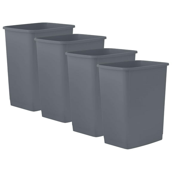 Superio Small 1.25 Gallon Plastic Trash Can, Waste Bin for Under Desk, Office, Bedroom, Bathroom- 5 Qt, (4, Dark Grey)