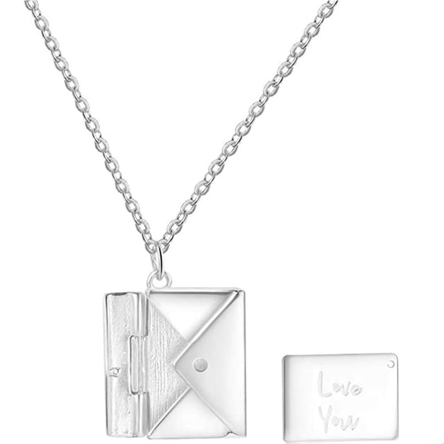 Collar Personalizado, Collar Con Colgante De Sobre De Plata 925 Para Madre E Hija, Collar Con Carta De Amor, Regalo Para Cumpleaños Guardurnaity AP006155-00
