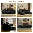 thumbnail image 2 of UBesGoo 112"W Cloud Sectional Couch, U-Shaped Corduroy Sofa with Movable Ottoman,Modern 3-Seats Modular Sofa for Living Room Small Space, Black, 2 of 11