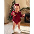 thumbnail image 4 of RUINIXCW Baby Girl Christmas Outfit Long Sleeve Velvet Ruffle Romper and Headband, 4 of 8