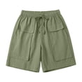 thumbnail image 5 of Cagogo Women Cargo Elastic Waist Bermuda Pants with Pockets Casual Loose Fit Vacation Beach Shorts Summer Travel Utility Trousers Relaxed Outdoor Wear, Army Green 2XL, 5 of 6