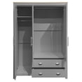 thumbnail image 4 of Kadyn 3 Door Armoire Wardrobe Closet with 2 Drawers, 67" Large Wardrobe Armoire with Silver Handle, Modern Wooden Armoire Storage with Hanging Rod for Bedroom, Gray, 4 of 9