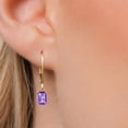 thumbnail image 3 of Gem Stone King 14K Yellow Gold Purple Amethyst Earrings for Women | 1.04 Cttw | Gemstone February Birthstone | Emerald Cut 6X4MM, 3 of 6