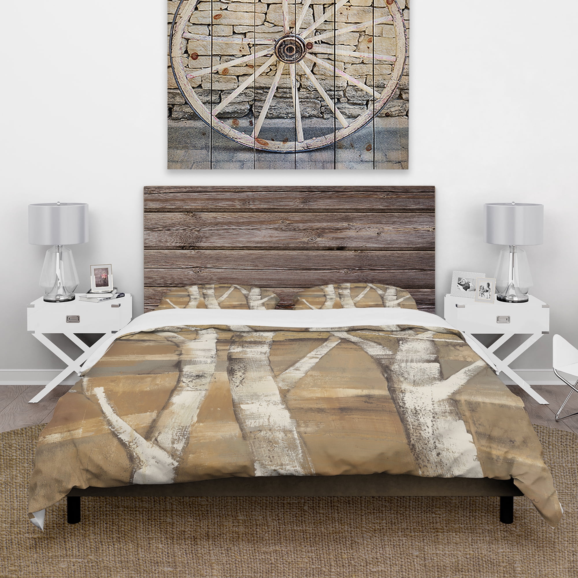Designart 'Natural Birch Forest II' Traditional Duvet Cover Set