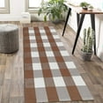 thumbnail image 6 of KOZYFLY Buffalo Plaid Area Rugs 2x4.3 Ft Coffee and White Checkered Rug Washable Front Door Mat Hand Woven Cotton Outdoor Rug Small Rug for Front Porch Kitchen Entryway Patio Bathroom, 6 of 16