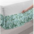 thumbnail image 2 of Floral Bed Skirt, Tender Repetition of Snowdrop Flowers with Long Leaves on Blue, Elastic Bedskirt Dust Ruffle Wrap Around for Bedding Decor, 4 Sizes, Pale Blue Fern Green, by Ambesonne, 2 of 2