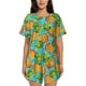 thumbnail image 1 of Balery Pineapple Conjunto de Pijama para Mujer con Estampado, Dos Piezas de Manga Corta y Shorts, Ropa de Dormir Suave con Cuello Redondo y Bolsillos-Large, 1 of 6