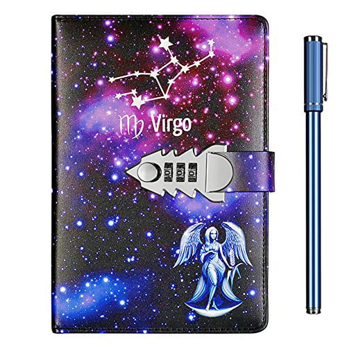 Best Gift for Teenage or Adults Starry Faux Leather Cover Lockable Secret Diary 