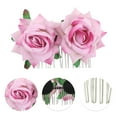 thumbnail image 3 of Unique Bargains 1 Pc Women's Portable Simulated Flowers Hair Clip Comb for Parties Pink Polyester Fabric Iron, 3 of 4