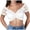 White, variant on Women's German Oktoberfest Beer Festival Dirndl Sheer Floral Lace Crop Blouse off the Shoulder Ruffle Trim Hollow Mesh Short Sleeve Drawstring Bust Layering Top for Themed Party