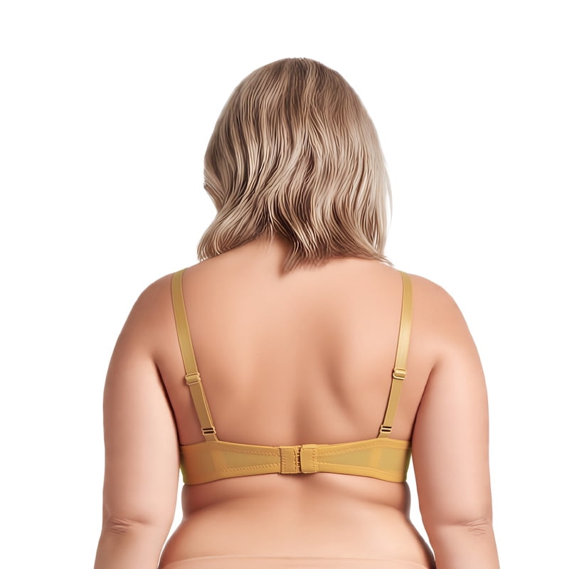 Curve Muse Women's Plus Size Push Up Add 1 and a half Cup Underwire Mesh Bra -2PK-BLACK,YELLOW-32B