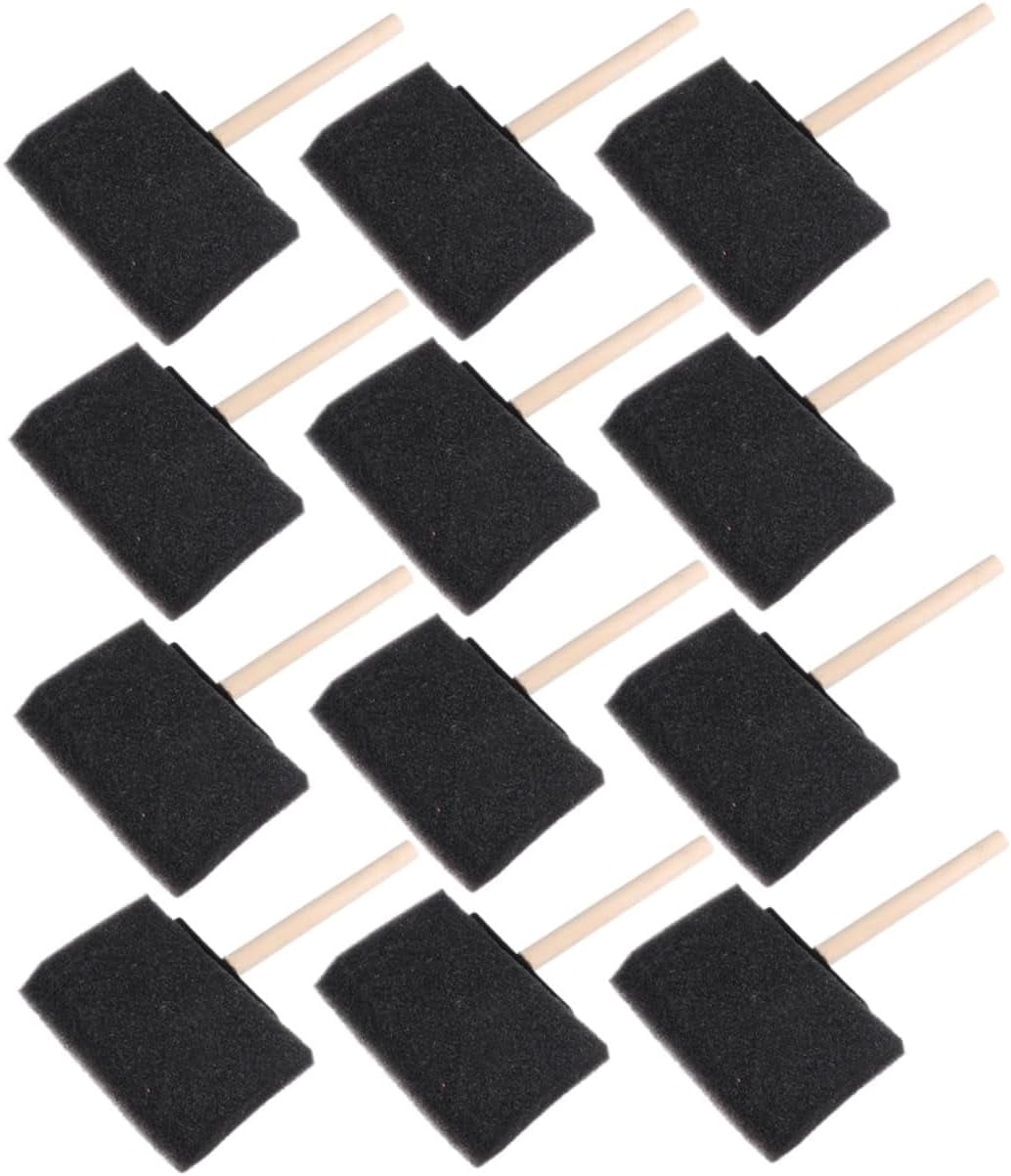 12pcs Wooden Handle Sponge Brush Paint Arts and Crafts Kit Foam Paint