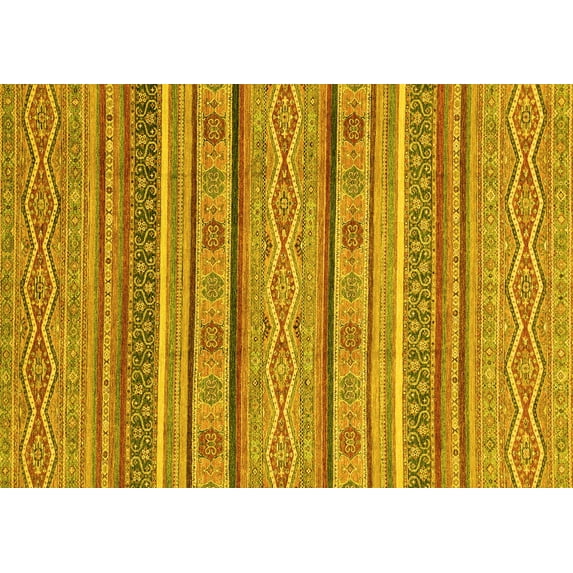 Ahgly Company Indoor Rectangle Abstract Yellow Modern Area Rugs, 3' x 5'