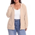 thumbnail image 2 of Cueply Plus Size Zip Up Hoodie for Women Lightweight Ribbed Knit Jacket Long Sleeve Sweatshirt with Pockets Casual Fall Winter Outerwear, 2 of 8