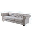 thumbnail image 4 of Grey Linen Fabric , Solid Wood Legs & Metal Frame, 88.5"l X 37"w 28"h, Comfortable Seating Pad In Grey, Base, 88.5" Long 37" Wide 28" High, Comfy Seat Cushion, 4 of 5