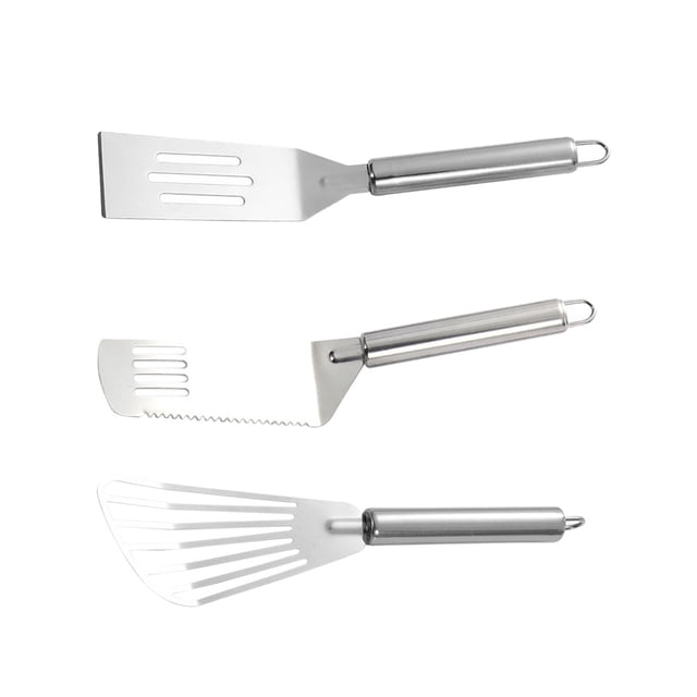 unbranded 3Ud Espátulas De Acero Inoxidable Para Pizza Y Filetes Con Cabezal Hueco Para Mejor Filtrado