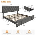 thumbnail image 1 of Bingirl King Upholstered Platform Bed Frame with Button Tufted Headboard, Storage Drawers, Wooden Slats - Gray, No Box Spring, 1 of 8