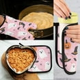 thumbnail image 5 of Yayeee Oven Mitts and Pot Holder Set of 2 Heat Resistant Kitchen Gloves Baking Hot Pad, Pink Halloween Ghosts, 5 of 5