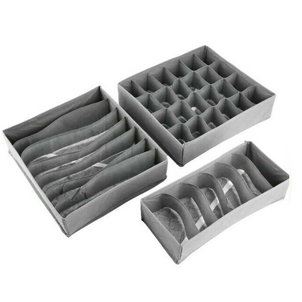 3 Pack Sock Organizer Box Foldable Damp Proof Storage Drawers Multi