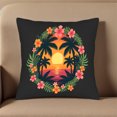 thumbnail image 5 of Tropical Sunset Throw Pillow Covers - Set of 2 18x18in Cushion Cases with Palm Trees Ocean and Colorful Floral Design for Couch Bed Car, 5 of 8