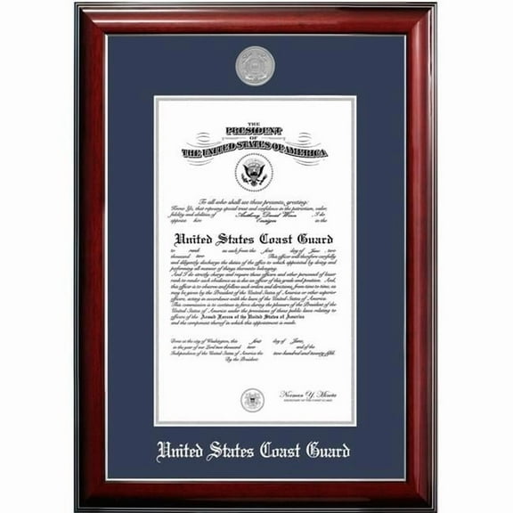 Campus Images CGCCL0028.5x11 8.5 x 11 in. Patriot Frames Coast Guard Certificate Classic Mahogany Frame with Silver Medallion