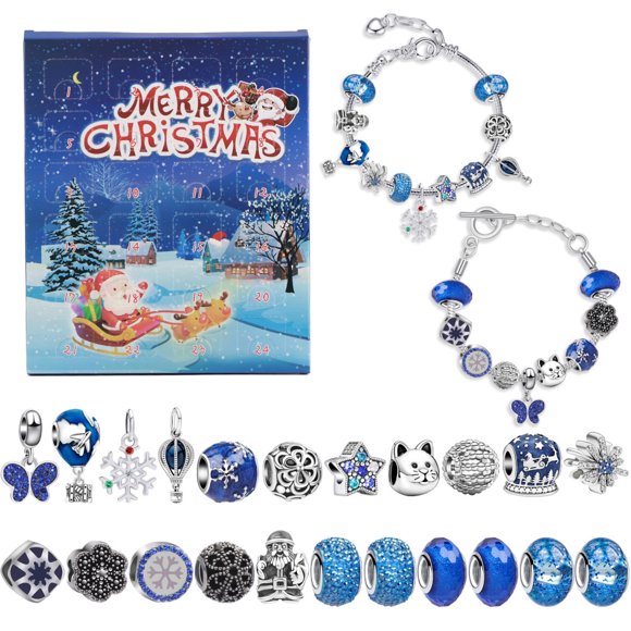Calendario De Adviento De Pulsera Con DiJes Navideños, Calendario De Cuenta