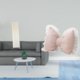 thumbnail image 2 of Pantalla de lámpara de pie de papel con cojín de lazo para decoración moderna de sala de estar, cómoda silla de noche para estudio u oficina, estilo r, 2 of 8