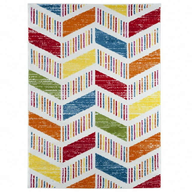 homeroots Décoration 396313 5' x 7' Coloré Motif Chevrons Zone Tapis