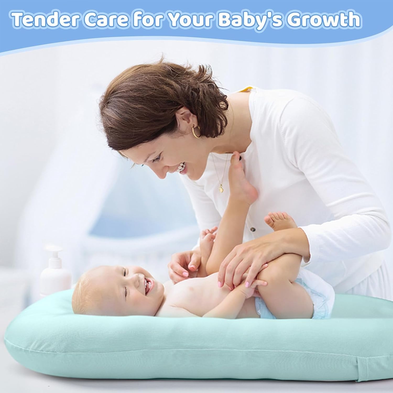 Kid  Lounger for Newborn 0-24 Months –Soft Organic Cotton Slipcover Fits, Kid Nest Lounger for Nursery, Travel, and Tummy Time