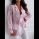 thumbnail image 5 of Blusa de Transparente con Botones para Mujer, Larga, Color Liso, con Diamantes Llamativos Rosa M, 5 of 8