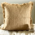 thumbnail image 2 of Throw Pillow Case, Decorative Beige 12"x12" (30x30 cm) Throw Pillow Covers, Jute Jute Lace & Moroccan Throw Pillows For Sofa, Solid Color Pattern Contemporary Style - Jute appeal, 2 of 11