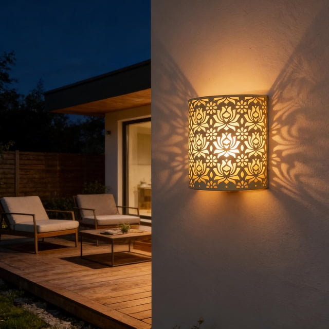 Exquisite Wrought Candle Holder Floral Embossed Decorative For Garden Patio Tabletop Indoor Outdoor
