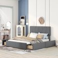 thumbnail image 3 of uhomepro Storage Queen Bed Frame, Modern Upholstered Platform Bed with Headboard, 4 Drawers, Heavy Duty Bed Frame Bedroom Furniture with Wood Slats Support, No Box Spring Required, Grey, 3 of 9