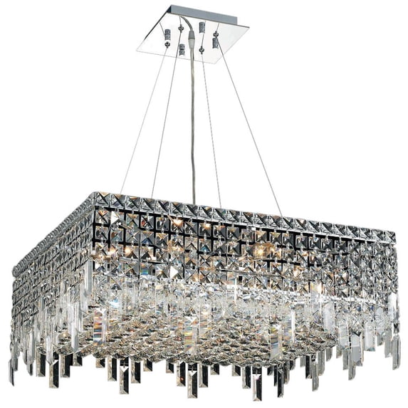 MAXIME Pendant Contemporary 12-Light Chrome Wire Crystal Steel Candelabra E12