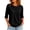 Black_#03, variant on Sewkxo Women's Casual 3/4 Length Sleeve T-Shirts Loose Crewneck Tops Basic Cotton Solid Tees Blouses Plus Size Fit Blouse,Royal Blue S