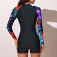 thumbnail image 7 of qelini One Piece Swimsuits for Women Plus Size Long Sleeves Full Zip Rash Guard Print Swimsuits Diving Surfing, 7 of 7