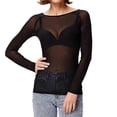 thumbnail image 2 of Women See-through Long Sleeve Seamless Arm Shaper Top Mesh Shirt Blouse, 2 of 4