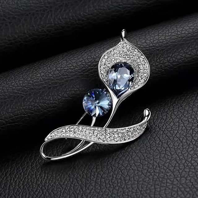 Broche de cristal de circón cúbico azul Broche de joyería de cristal de moda para mujer JAMW Sencillez