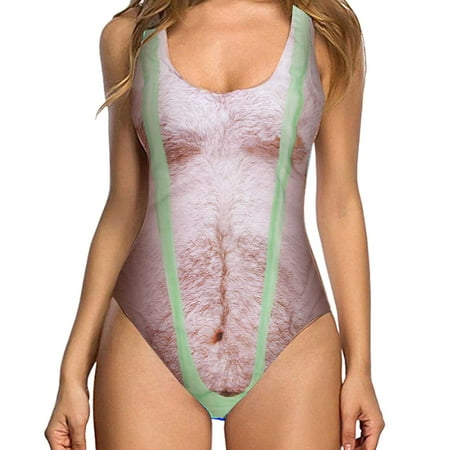 Xiangyun Bikini Sets for Women Swimsuits for Women 2025 One Piece Swimsuit Women s Swimsuit with Chest without Bracket Imitation Skin Chest Hair One Piece Thong Swimsuit Women Green M