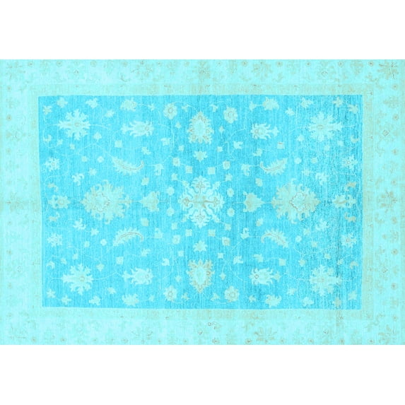 Ahgly Company Indoor Rectangle Oriental Light Blue Traditional Area Rugs, 8' x 10'