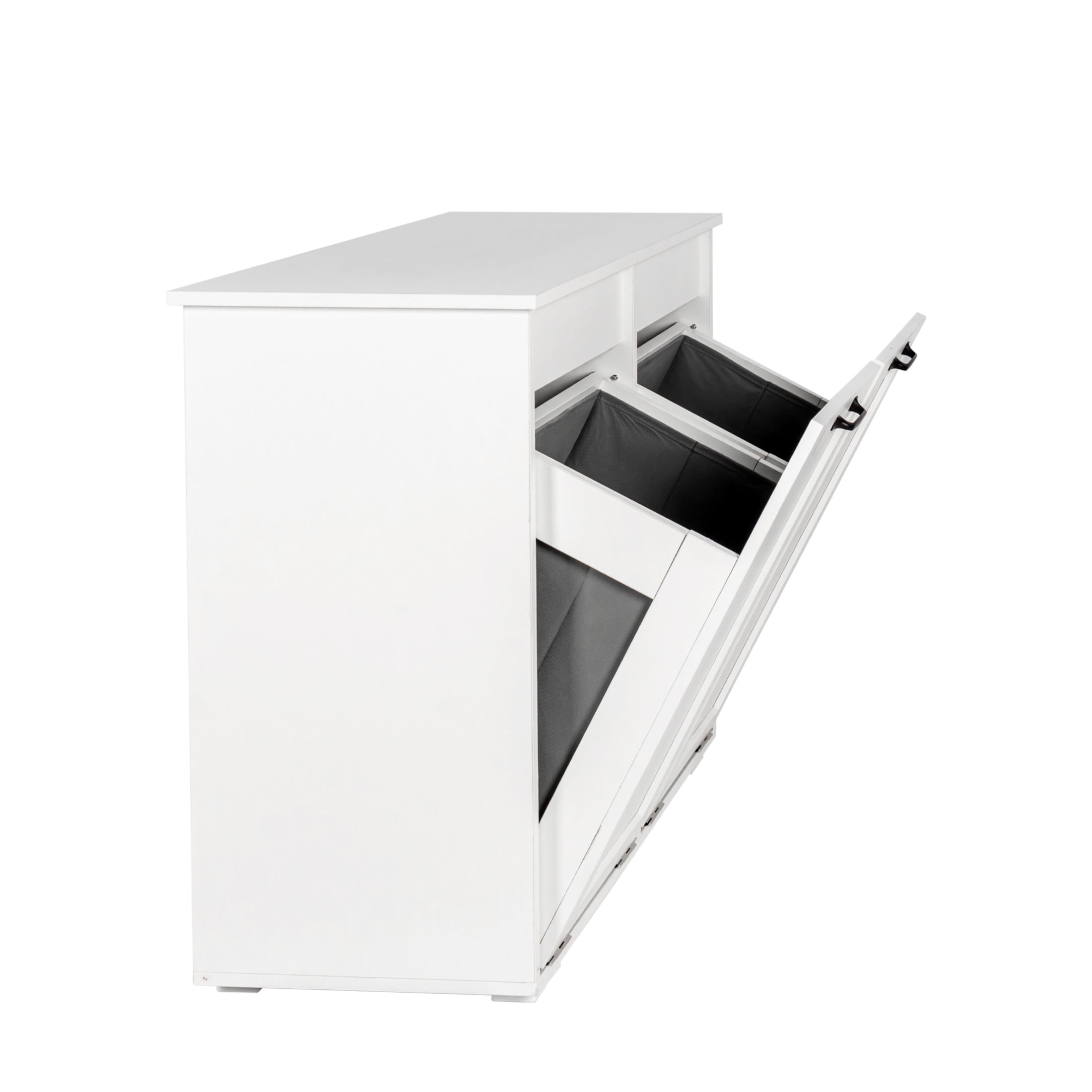 Noble House Merle 31.5" Laundry Cabinet, Removable Liner Bags, Tilt-Door Hamper, Wooden Bathroom Cabinet, White