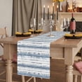 thumbnail image 2 of White Blue Stripe 120 Inch Table Runner, Abstract Modern Brush Vintage Farmhouse Dresser Scarf Cotton & Linen Tablerunner for Dining/Kitchen Island/Holiday Party Décor 13" x 120", 2 of 9