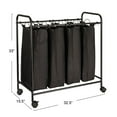 thumbnail image 2 of Household Essentials Rolling Laundry Sorter, 4 Bag Laundry Sorter Cart with Washable and Removable Bags, Black, 2 of 10