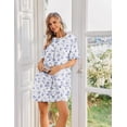 thumbnail image 2 of Ekouaer Cotton Nightgowns for Women Short Sleeve Sleep Shirts Crew Neck Night Dress Nightshirt with Pockets, 2 of 6