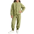 thumbnail image 3 of Acaics Girls' 2 Piece Fleece Tracksuit Set: Stand Collar Button Up Long Sleeve Jogger Outfit, Warm Loungewear for Girls Ages 1–10, 3 of 8