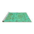 thumbnail image 2 of Ahgly Company Machine Washable Indoor Rectangle Oriental Turquoise Blue Traditional Area Rugs, 7' x 9', 2 of 4