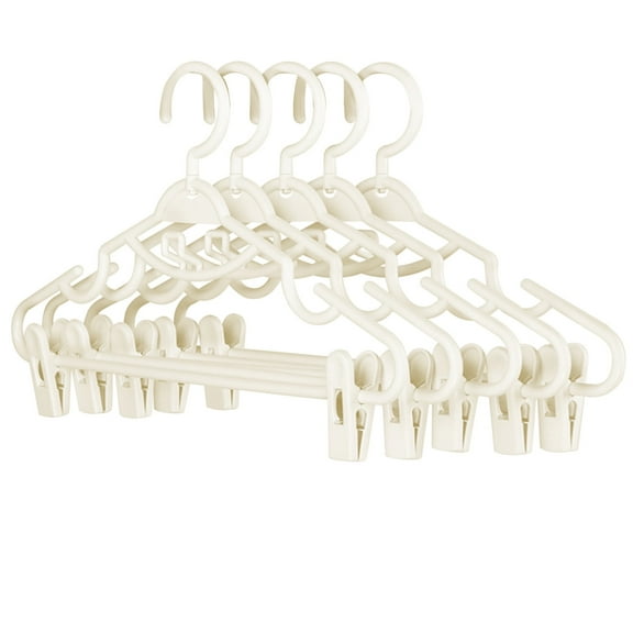 LQCrafK Plastic Pants Hangers with Clips 5 Pack Heavy Duty Skirt Hangers Swivel Hook and Notches Space Saving Acrylic Clip Hangers for Pants Suitable for All Clothing
