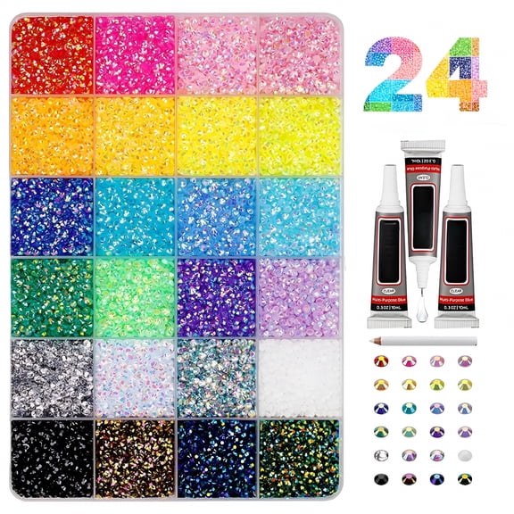 TUWAFE Bedazzler Kit with Rhinestones - Colorful 3Mm Diy Resin 30000 Pcs Jelly Rhinestones for Bedazzling Kit for Crafting Nails Face Makeup Crafts Tumblers,with B7000 Glue